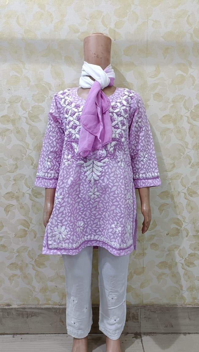 Girls Suit Mul Print with Modal Plazzo color thread work