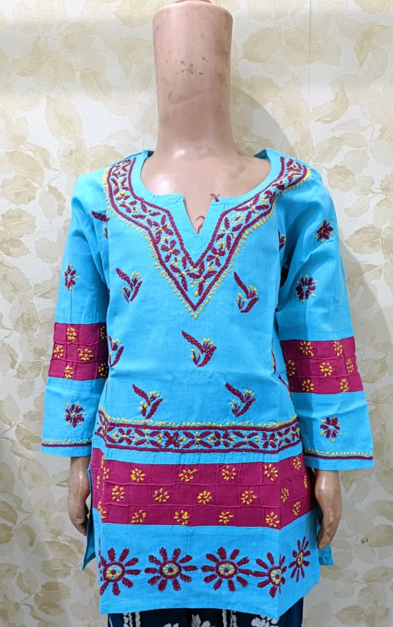 Fancy Kids Chikan Short Kurti